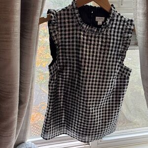 J. Crew Black and White Checkered Sleeveless Blouse